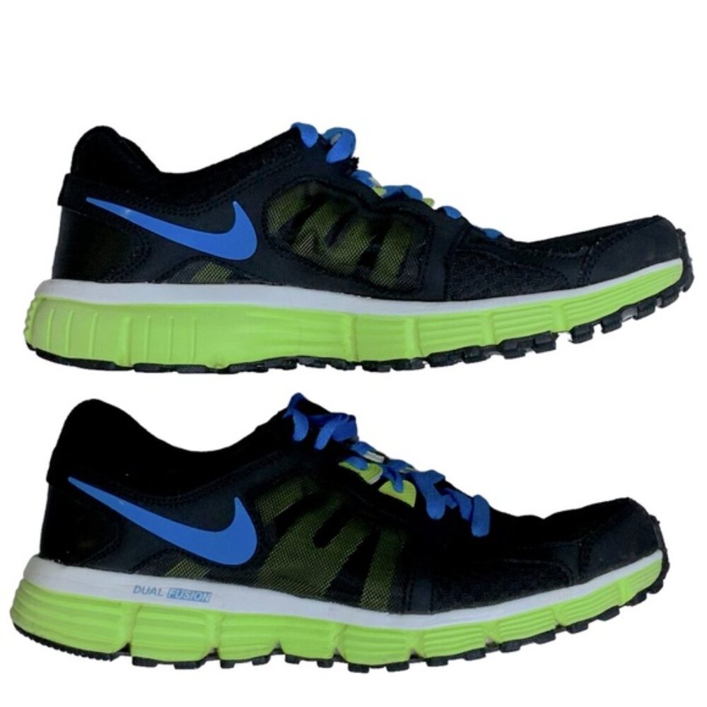 Nike Dual Fusion ST2 Running Shoe 454240-018 Black Volt Blue Lime Women Sz 8.5 - Picture 11 of 16